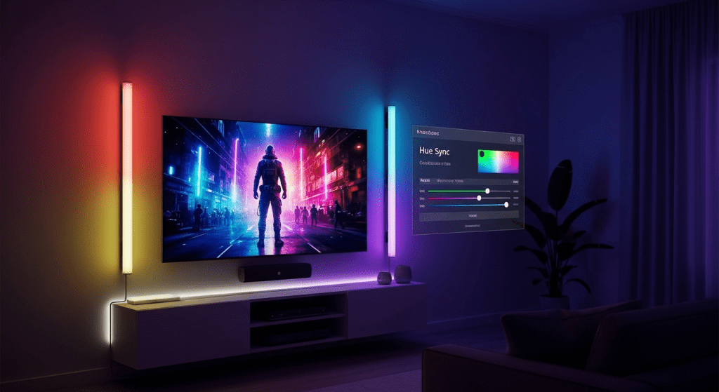 hue sync zona entretenimiento calibracion luces