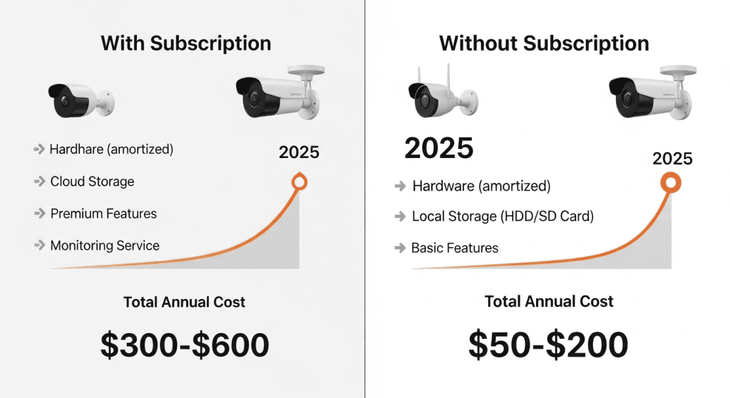 Comparativa costos anuales cámaras seguridad con suscripción vs sin suscripción 2025