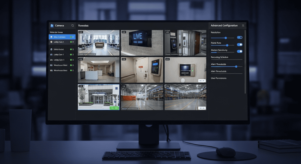Dashboard app camaras seguridad multiples vistas configuracion avanzada