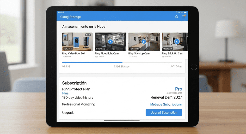 Ring Protect app almacenamiento nube cámaras seguridad suscripción