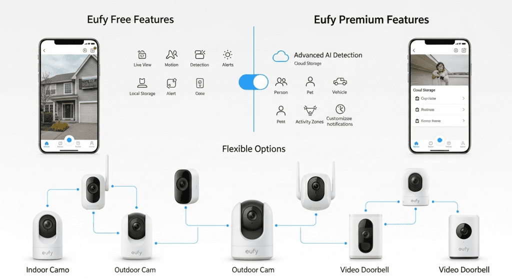 Eufy app opciones gratuitas premium cámaras seguridad flexible