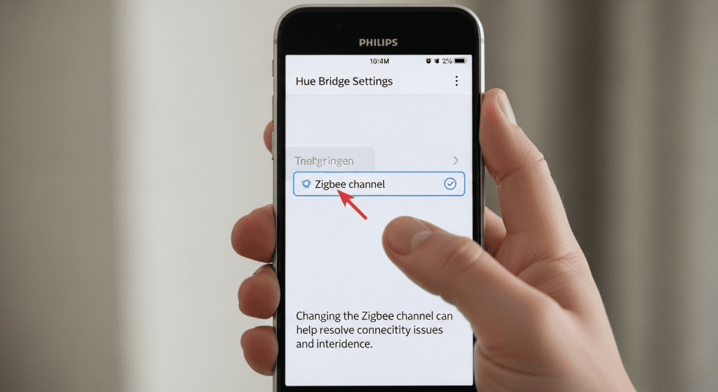 Cambiar el canal Zigbee en la app Philips Hue para solucionar problemas de interferencia
