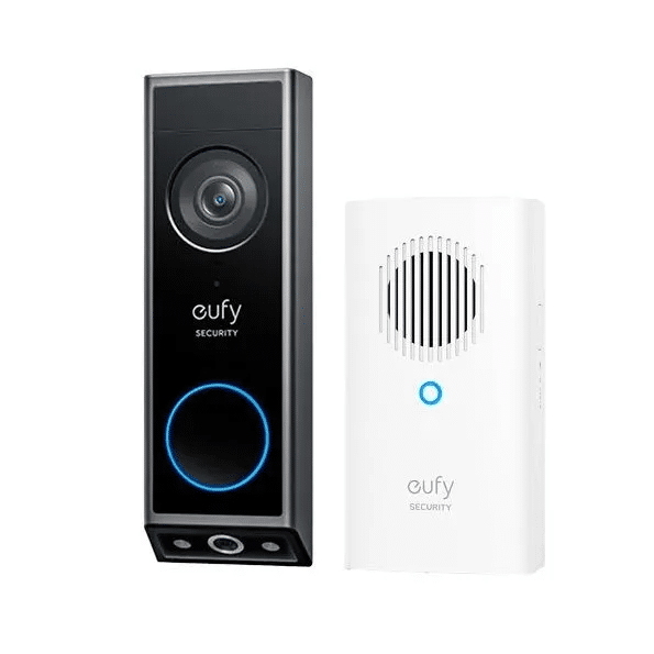Kit del Eufy Video Doorbell 2K, mostrando el timbre y la estación HomeBase 2 para almacenamiento local