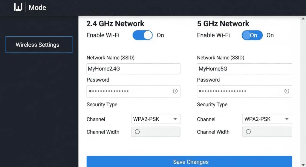 configuración router wifi bandas separadas 2.4ghz 5ghz google home dispositivos