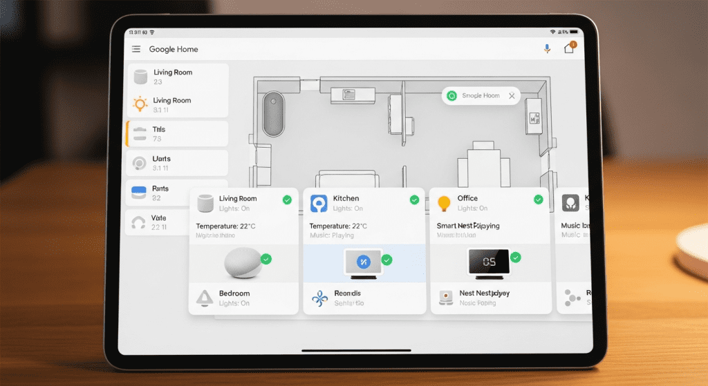 google home dispositivos sincronizados correctamente habitaciones domótica funcionando
