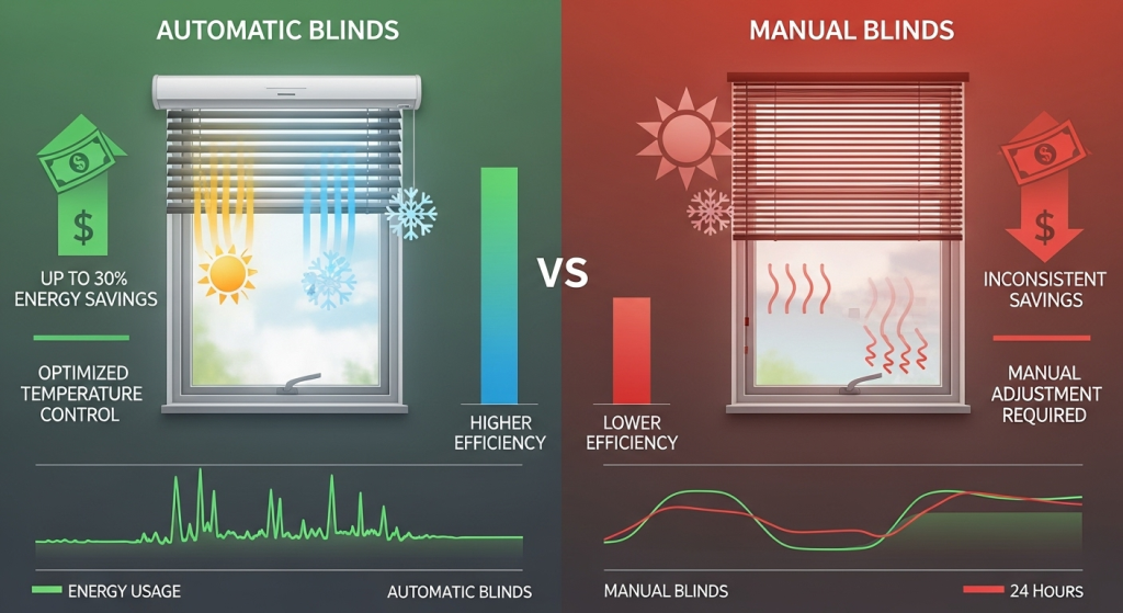Comparativa ahorro energético automatizar persianas vs persianas manuales