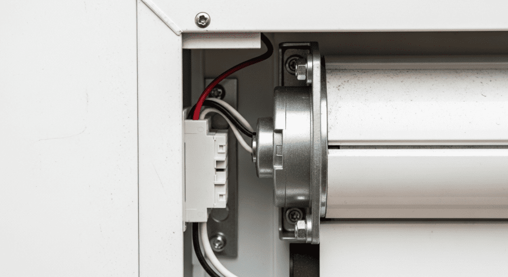 Motor cinta persiana instalado en cajón para automatizar persianas