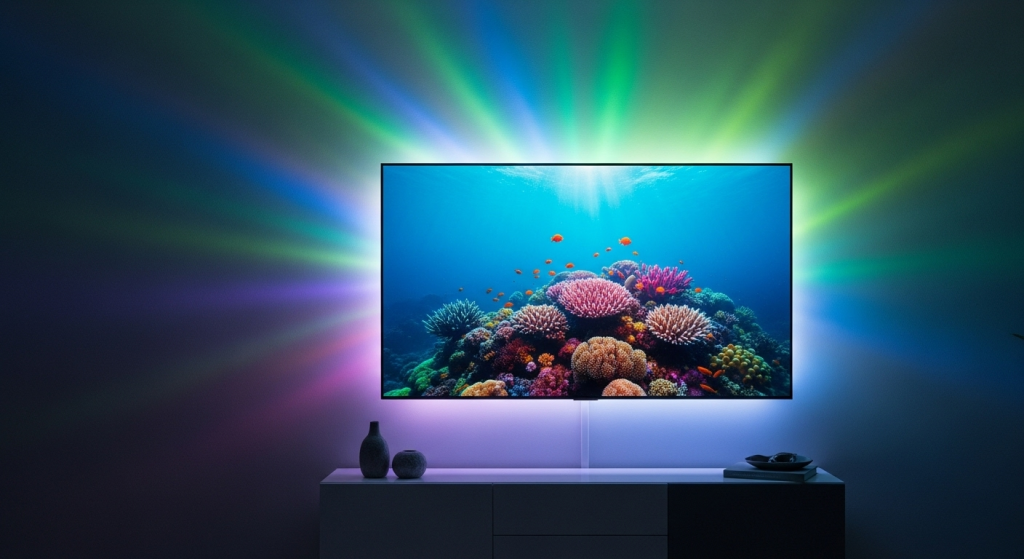 TV con tira led instalada efecto ambilight casero instalar tira led tv"