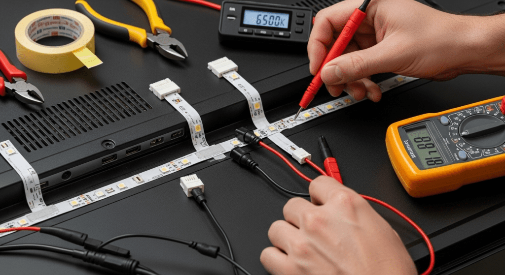 Solución problemas instalar tira led tv calibración adhesivo conectores