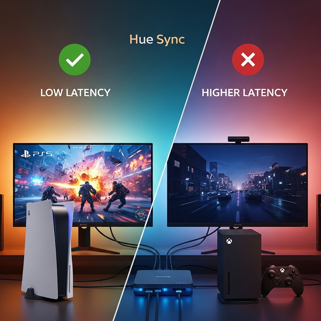 hue sync gaming latencia ps5 xbox